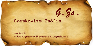 Greskovits Zsófia névjegykártya